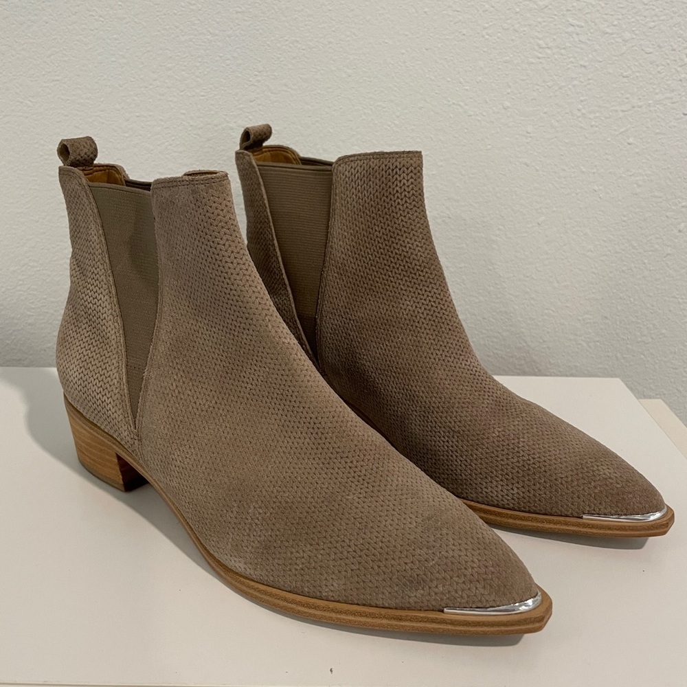 [Marc Fisher] Taupe Perforated Suede Pointed Boot… - image 1